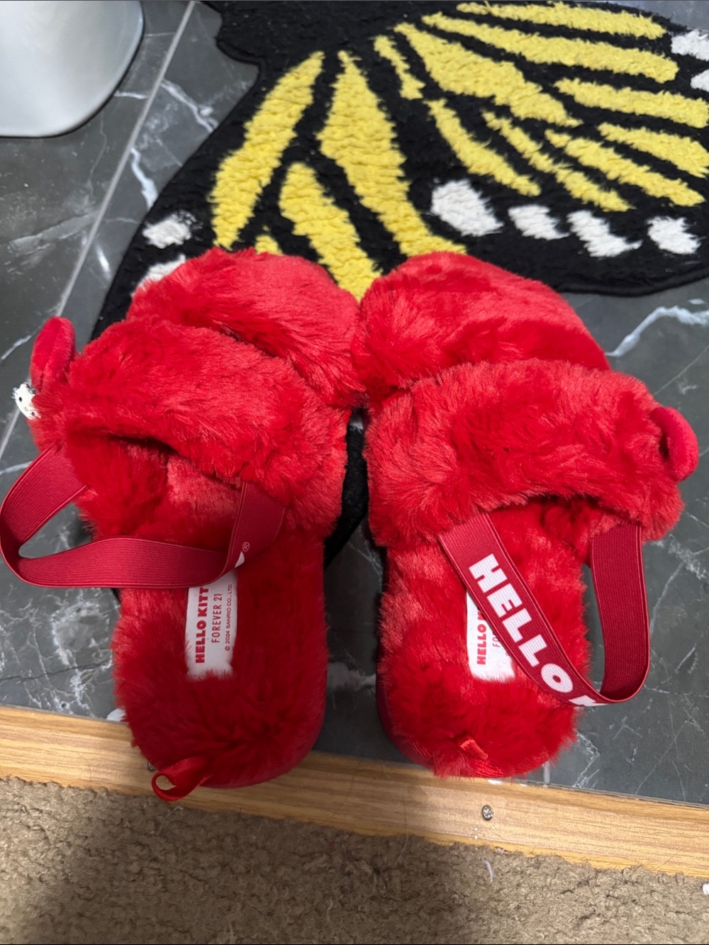 Hello Kitty Plush Women’s Slide Slippers with Branded Elastic Strap